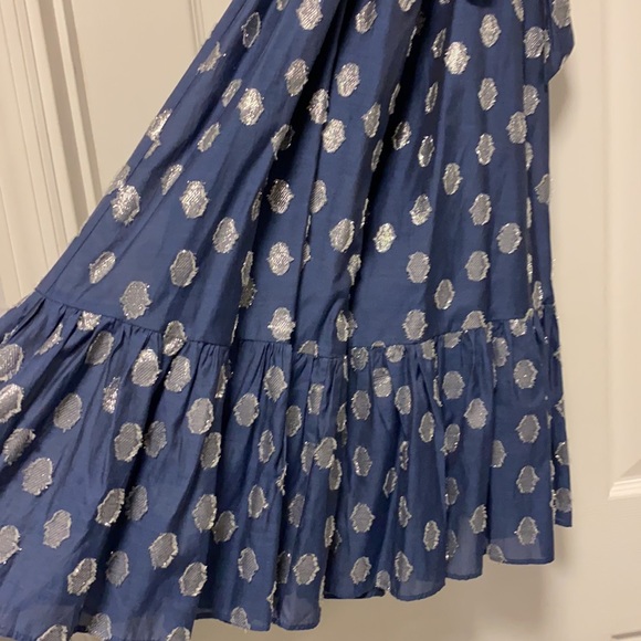 Shoshanna Mykonos One Shoulder Clip Dot Midi Dress - Picture 4 of 7